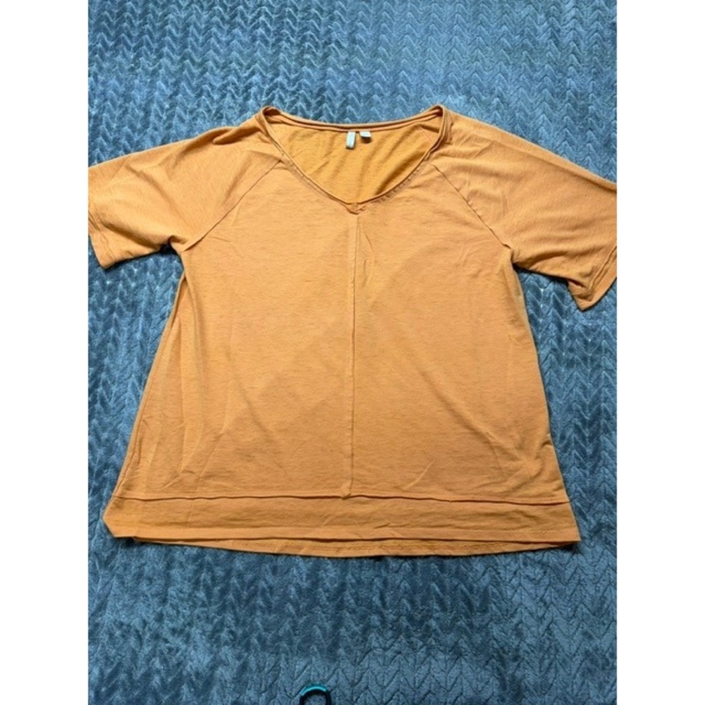 Cato Womens Orange V-Neck Short Sleeve Raglan T-Shirt Size Large 0650